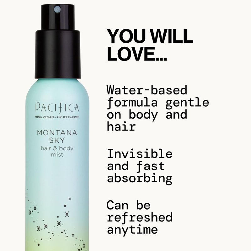Pacifica Hair Mist Perfume - Montana Sky Body Spray for Women | Alcohol-Free, Vegan, 5 oz