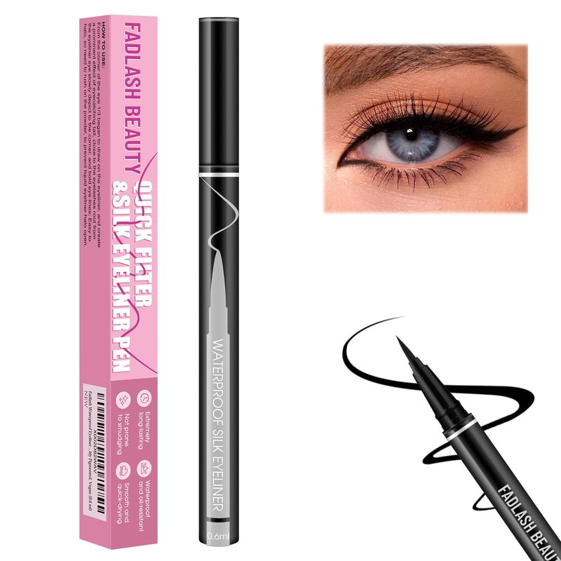 Eyeliner Liquid Eyeliner with Fine Brush for Smooth Application, Waterproof & Smudge-Proof Eye Liner, Long-Lasting Makeup, Highly Pigmented Black Eyeliner Pencil, Cruelty-Free & Vegan, 0.6ml