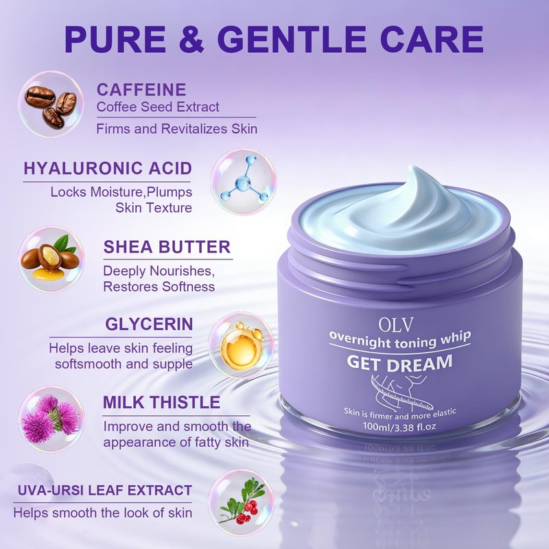 OLV Overnight Toning Whip, Body Firming Cream for Women, Anti Wrinkle Moisturizing Toning Whip, Smooth & Tight Skin Help Target The Appearance Of Loose Skin for All Skin Types (3.38 oz)