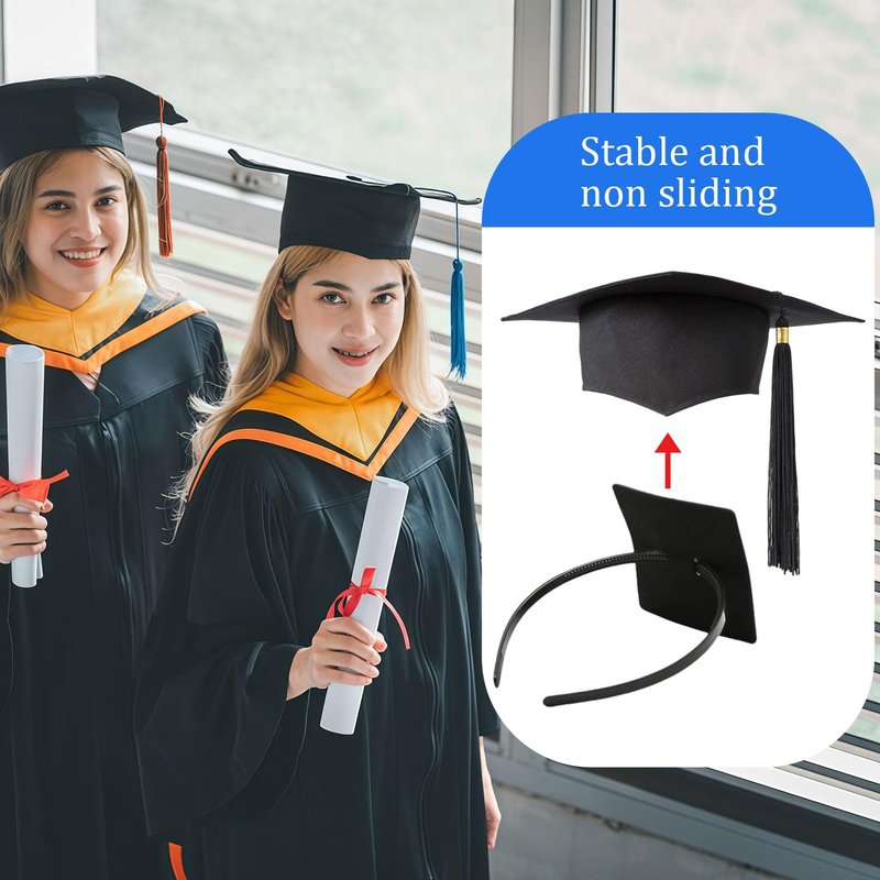 Pvoiue Graduation Cap Headband Insert, Grad Caps Headband Insert, Adjustable, Secures Cap and Keeps Hairstyle, Upgraded Interior Design, Simple and Practical Anti-Fall Hairband for Graduation