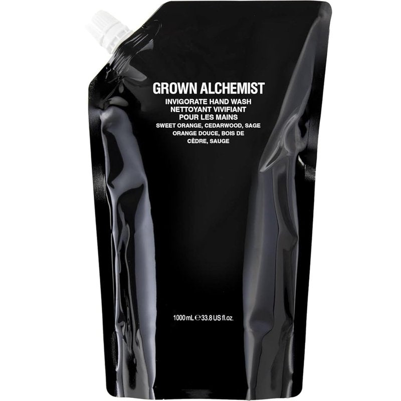 Grown Alchemist Invigorate Hand Wash Refill – Liquid Hand Soap with Aloe, Sweet Orange, Cedarwood & Sage – Gentle, Moisturizing Kitchen & Bathroom Soap, Natural Plant Based Gel Cleanser, 1L