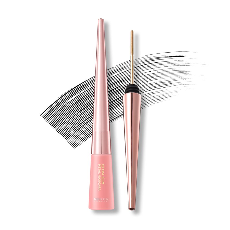 DERMALOGY by NEOGENLAB Extra Slim Metal Mascara, Long-Lasting Volumizing & Lengthening Formula with Metal Wand Brush, Smudge-Resistant, Vegan Korean Makeup, Black, 1 Count