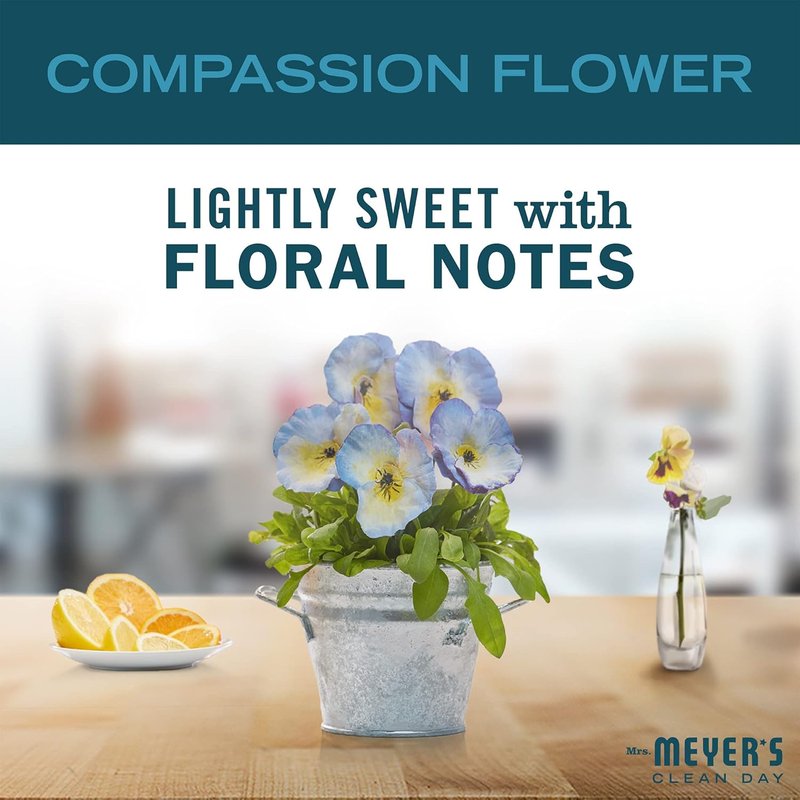 Mrs. Meyer's Clean Day Hand Soap - Compassion Flower Scent | 16 Fl Oz Bottle for Gentle Cleansing