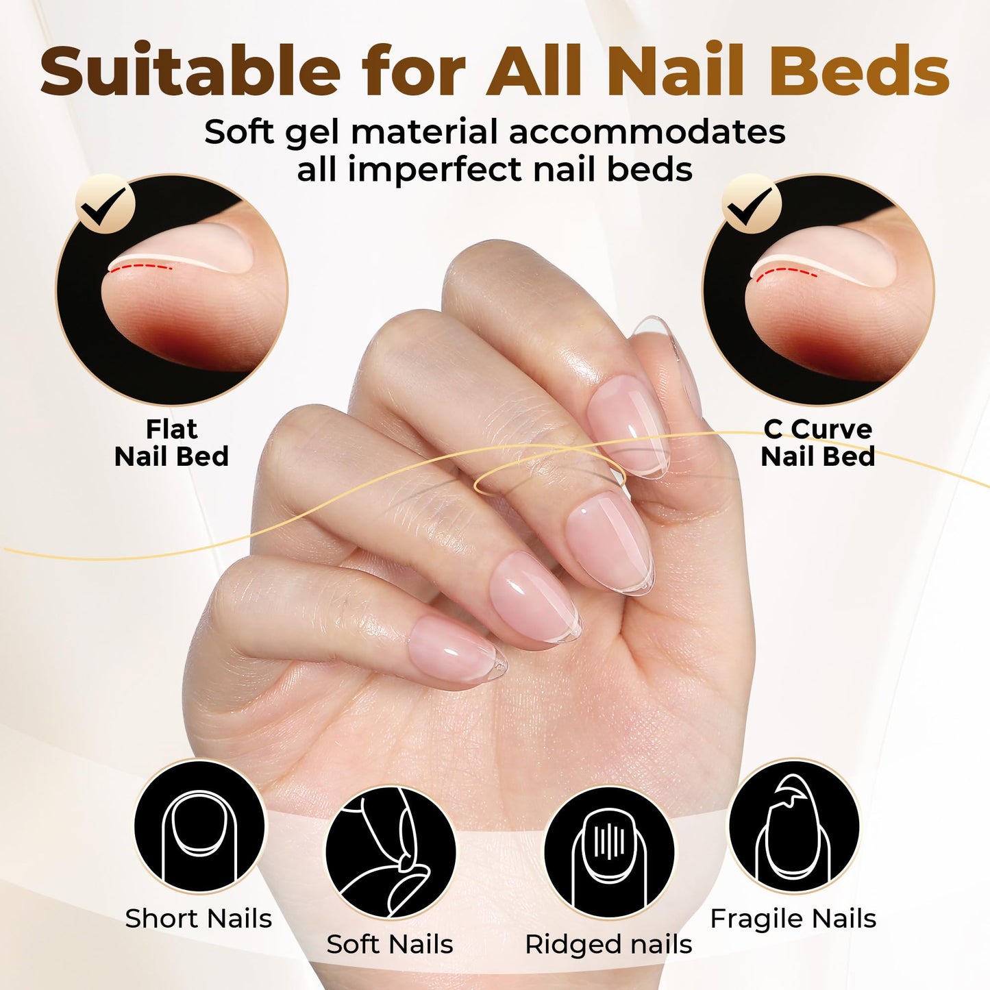 UNA GELLA Extra Short Almond Nail Tips Full Cover 504PCS Gel Nail Tips Short Almond Shaped Nails Tips Soft Gelly Gel Clear Fake Nails Tip for Acrylic Nail Tip Soak Off Home DIY Salon Nails 12 Sizes