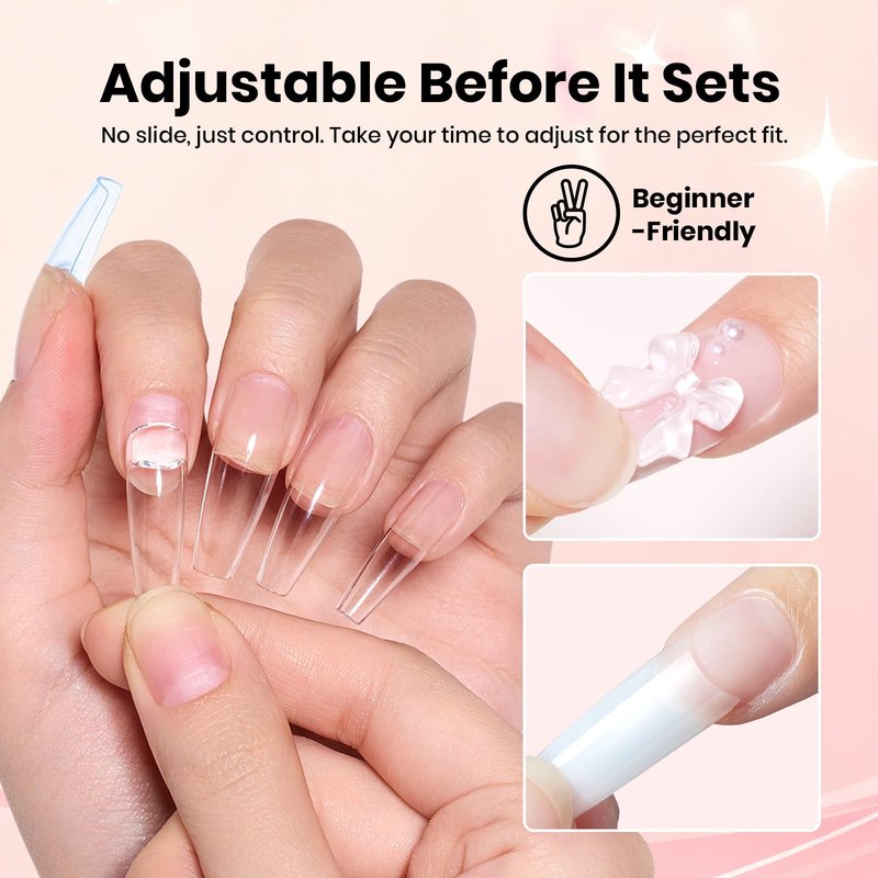 Beetles Super Strong Nail Glue for Press On Nails, No UV Light Needed, 2Pcs 10g Quick Drying Semi Solid Nail Glue, Strong Hold for False & Acrylic Nails