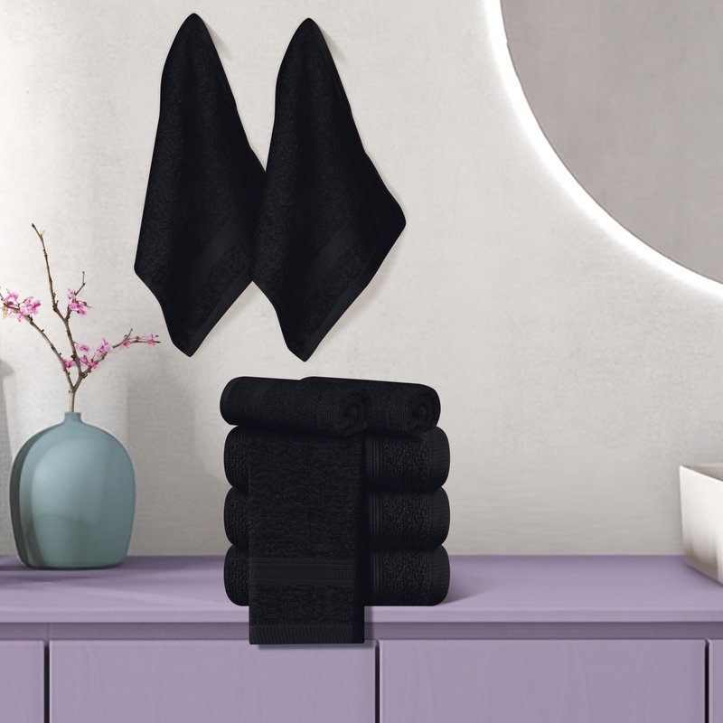 BOUTIQUO Ultra Soft Cotton Washcloths, Contains 12 Piece Face Cloths 12x12 inch, Ideal for Everyday use Face Towels, Compact & Lightweight Multi Purpose Washcloths - Black