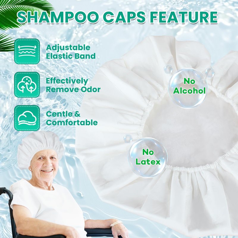 CUKWUYBY 3 Pack Shampoo Caps No Rinse Waterless Shampoo Caps Hair Wash Caps Shampoo and Condition Cap for Bedridden Patients, Elderly, Adults