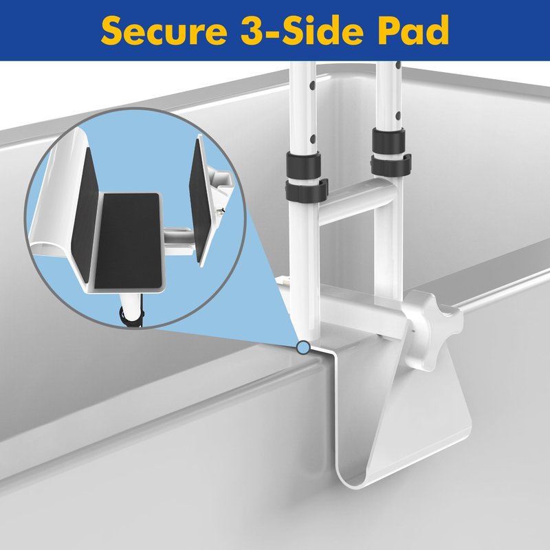ProTraverse Adjustable Bathtub Safety Bar,Bathroom Grab Bar for Elderly&Seniors,Fall Prevention Assist Handle with Tool-Free Stallation,Knob-Clamp Design,250lbs Capacity,White