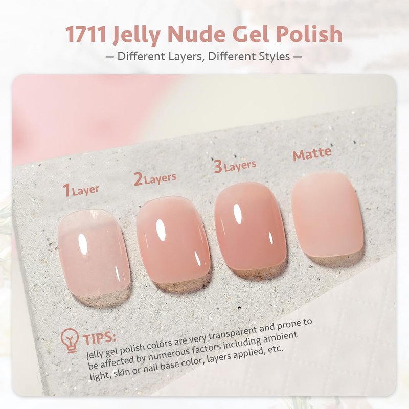 GAOY Jelly Nude Gel Nail Polish - Sheer Peach Translucent Formula | 16ml UV Cure for DIY Nail Art