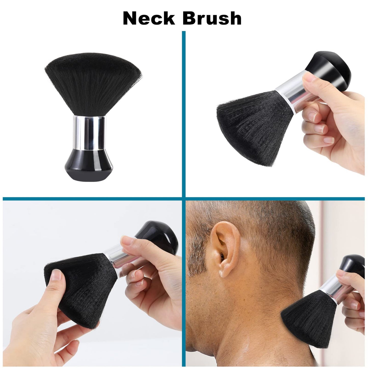 YELEGAI Professional Hair Cutting Cape with Neck Duster Brush, Large Size Salon Hairdresser Cape for Men, Women and Kids(Black With White Stripes)