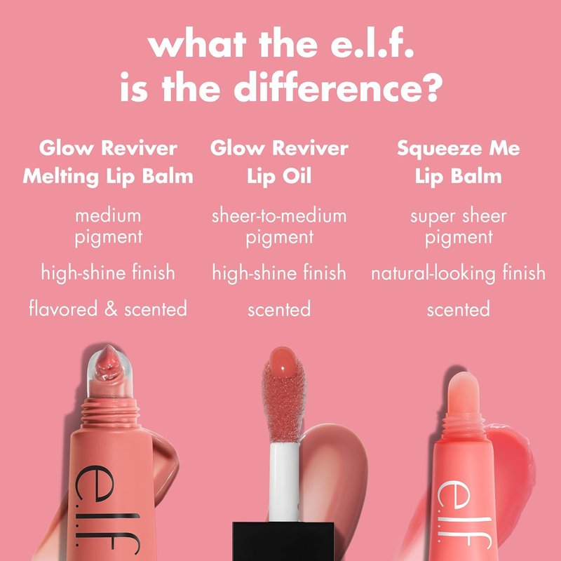 e.l.f. Glow Reviver Melting Lip Balm - Hydrating Tinted Balm for Glossy Finish & Soft Lips | Vegan, Sherbet Punch