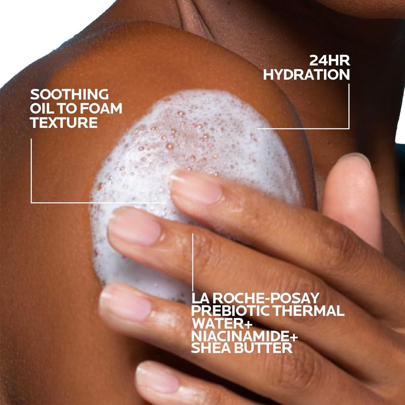 La Roche-Posay Lipikar AP+ Gentle Foaming Cleansing Oil - Hydrating Face & Body Cleanser with Niacinamide, Fragrance-Free