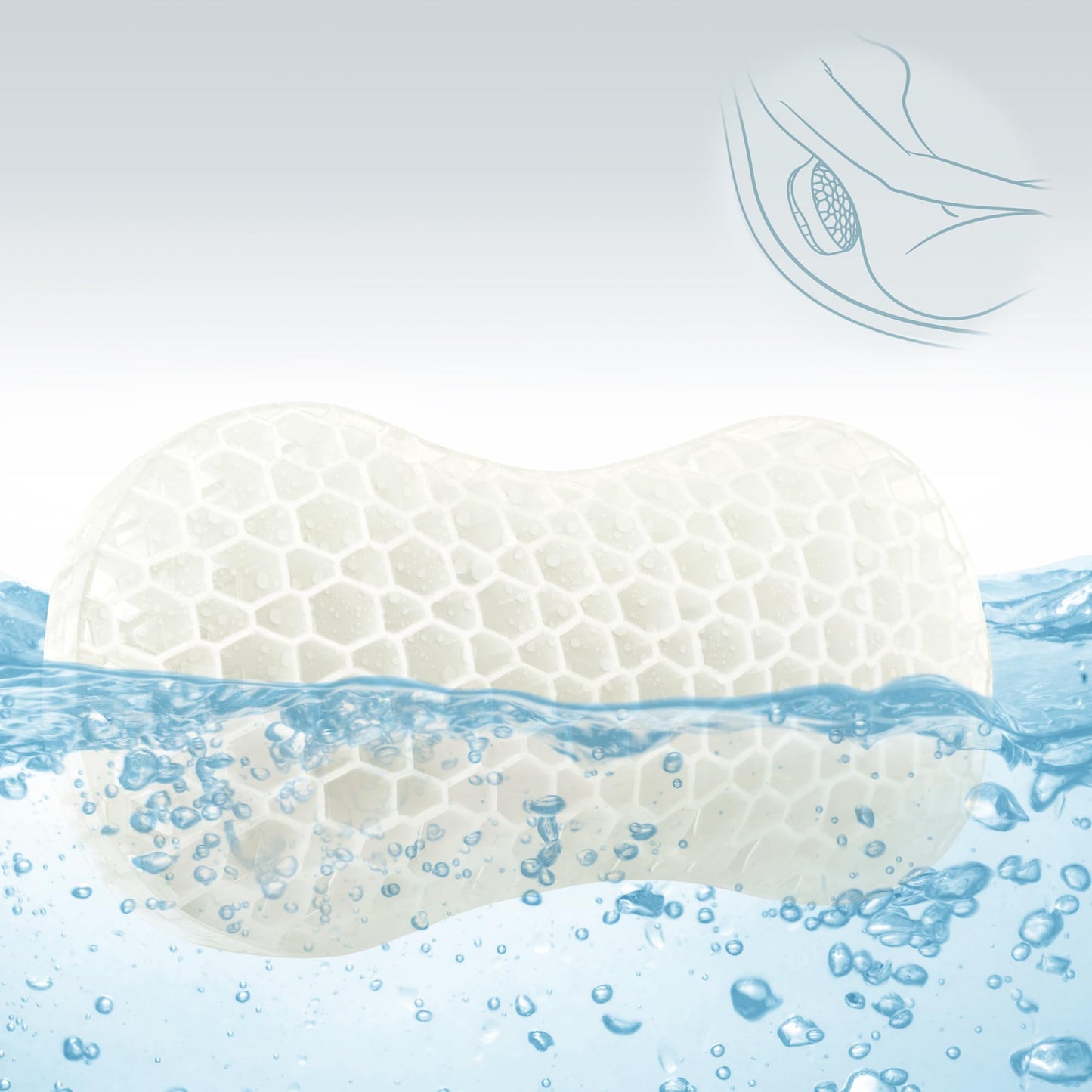 Sunlit Bath Jello Mini Gel Bath Pillows, Lumbar Pillow for Bathtub, Back Support Pillow, Gel Pillow with Non-Slip Suction Cups for Lumbar, Back Rest Support, Ice Blue