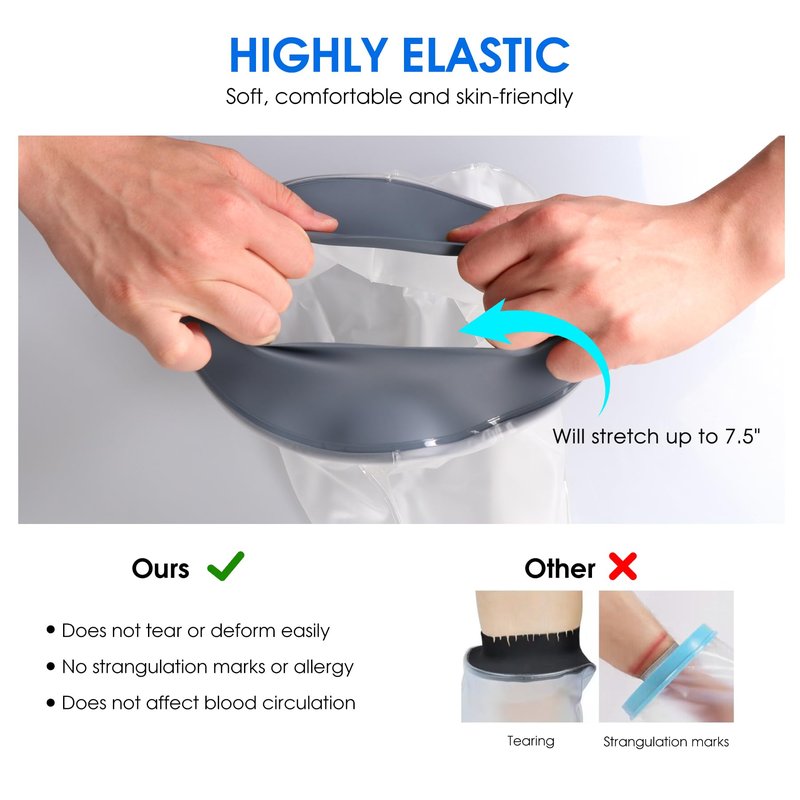 COMFYTHERA Waterproof Cast Cover for Shower Ankle Wound Protector Bath Adult Watertight Cast Bag Showering for Surgery Foot, Ankle, Burns Reusable (B-Short Leg)