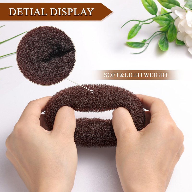 MORGLES Hair Bun Maker, 4Pcs Donut Bun Maker with 10Pcs Black Bobby Pins for Hair Ring Style