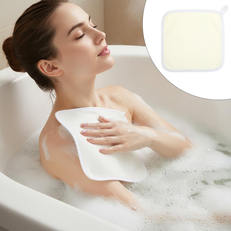 Aphumedc 4PCS Exfoliating Washcloth Set - Soft Weave Towel for Face Body, Body Scrubber for Dead Skin Thin Wash Rags for Travel - Beige Exfoliating Towel Pack