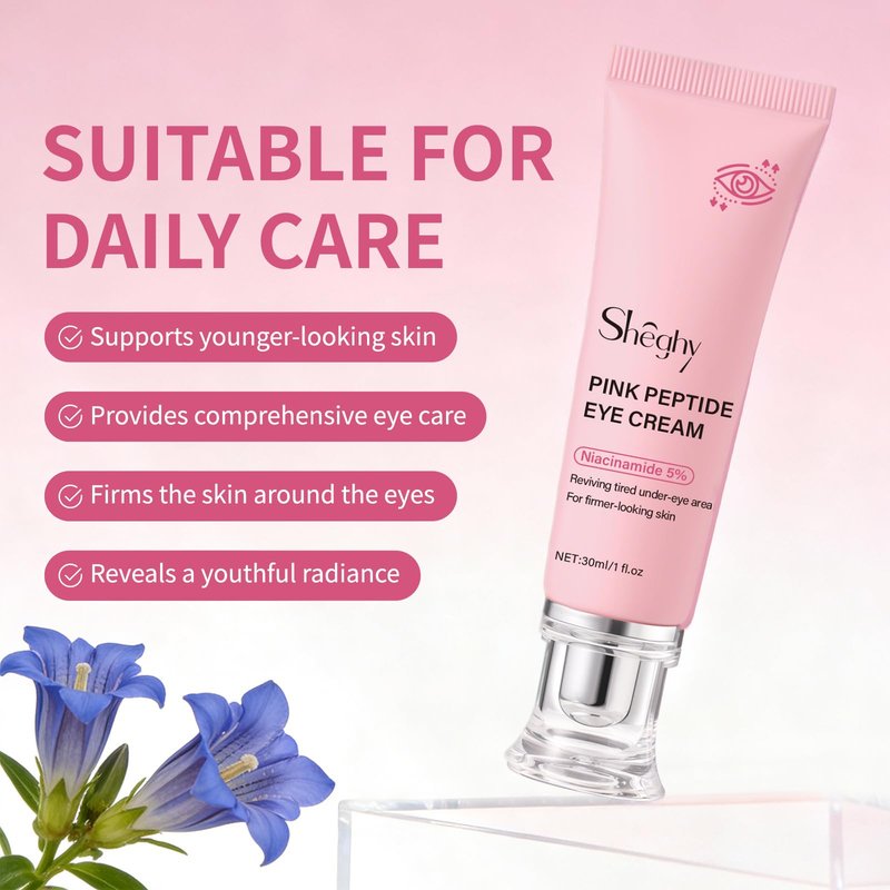 PDRN Pink Peptide Eye Serum Cream, Hydrating & Firming Eye Cream for Dark Circles, Anti-Aging Treatment Reduces Fine Lines, Uneven Skin Tone, Soothing Pink Moisturizer with Peptides, 1.01fl.oz (1)