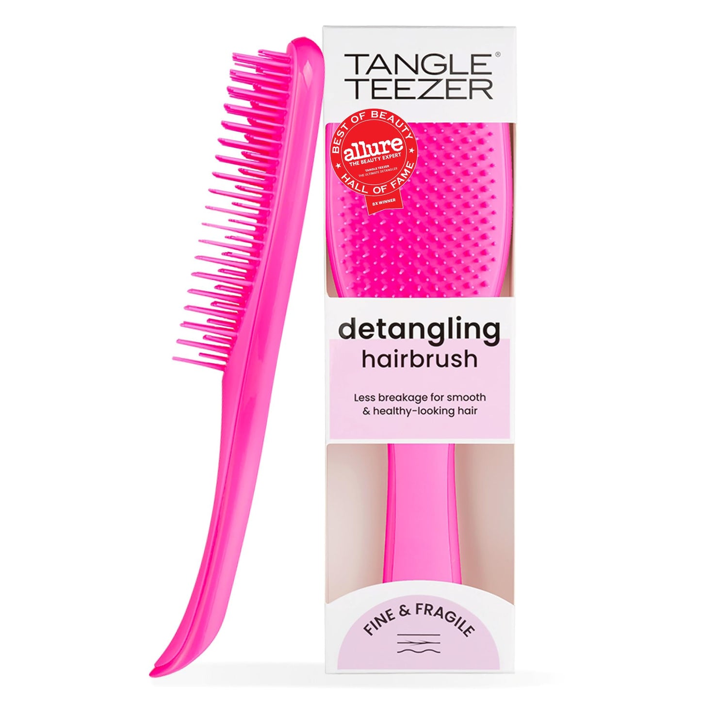 Tangle Teezer Fine Ultimate Detangler Brush, Dry & Wet Hair Brush to Detangle & Reduce Breakage for Fine Hair Types, Runway Pink