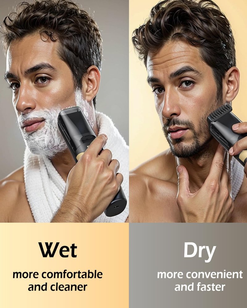 ENSSU Beard Trimmer for Men - Rechargeable Electric Vacuum Trimmer with Adjustable Length Dial & 2 Combs