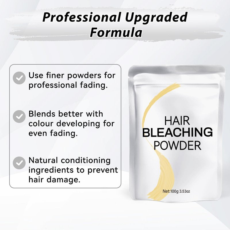 Hair Bleach Powder 100g/3.53oz, Professional Lightening Bleach for Hair, Strong & Gentle Bleach Powder for Hair, Lift Up to 8 Levels, Perfect for DIY Blonde Highlights & Lightening