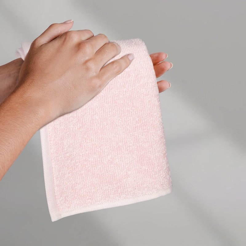 Highly Absorbent Cotton Washcloths - Fast Drying Bathroom & Face Towels | 12 x 12 Inches, Petal Pink, 24-Pack