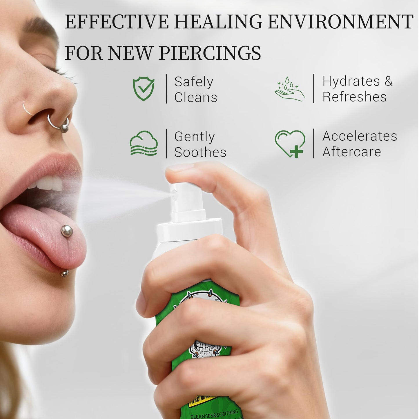 Tuffking 2PCS Piercing Aftercare Spray (4OZ) Advanced 2-in-1 Piercing Aftercare & Cleanser for Piercing Bump Keloid Removal Piercings Bumps Lip Body Nose Rings & Ear Piercing Cleaner