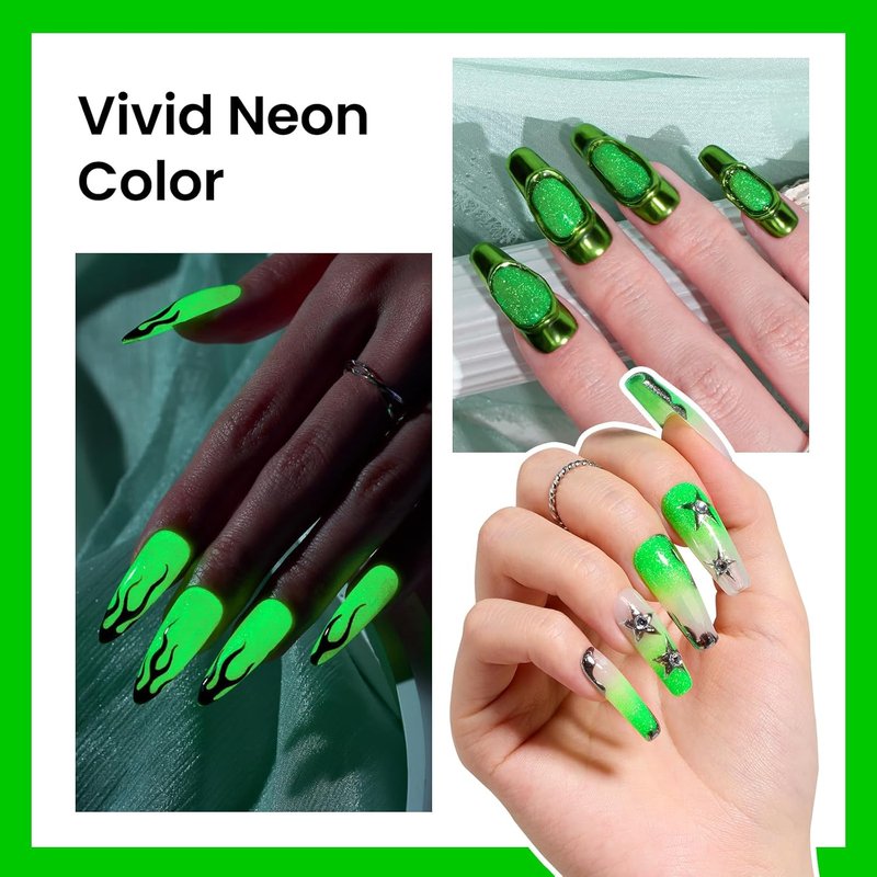 Beetles Gel Nail Polish - Luminous Green Glow in the Dark | Soak Off UV LED Nail Art 0.5oz
