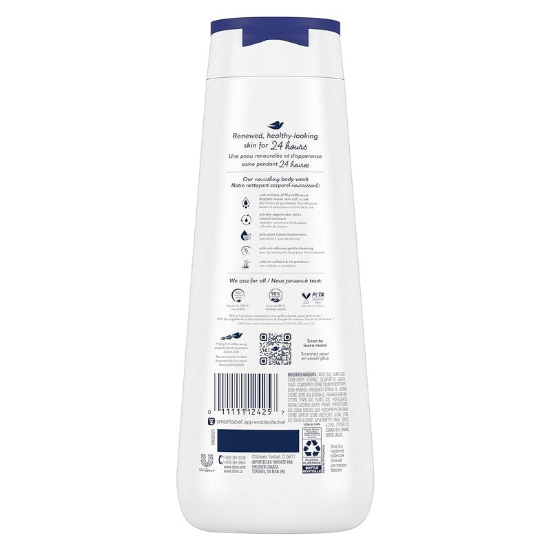 Dove Body Wash - Deep Moisture Cleanser with Natural Nourishers for Soft Skin | 20 oz (Pack of 4)