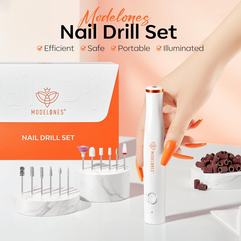 Modelones Cordless Nail Drill Kit - Includes Nail Dehydrator & Primer for Professional Results