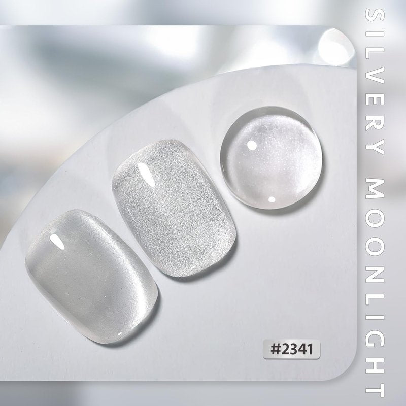 GAOY Cat Eye Gel Nail Polish - 16ml Glitter Holographic UV Gel with Magnet | Reflective Silvery Moonlight