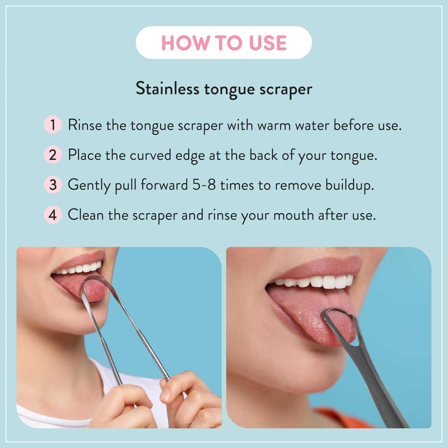 Éclat Stainless Steel Tongue Scraper with Travel Case, Tongue Cleaner for Fresh Breath & Oral Hygiene, Flexible, Durable, Easy-to-Use, Non-Irritating for Oral Care (Combo (U + Looped))