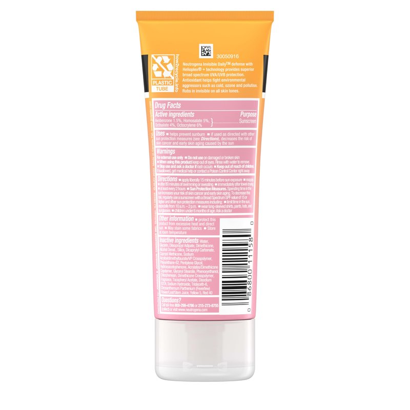 Neutrogena Invisible Daily Defense Sunscreen Lotion, Broad Spectrum SPF 30, Oxybenzone-Free & Water-Resistant, Sun & Environmental Aggressor Protection, Antioxidant Complex, 3.0 fl. oz