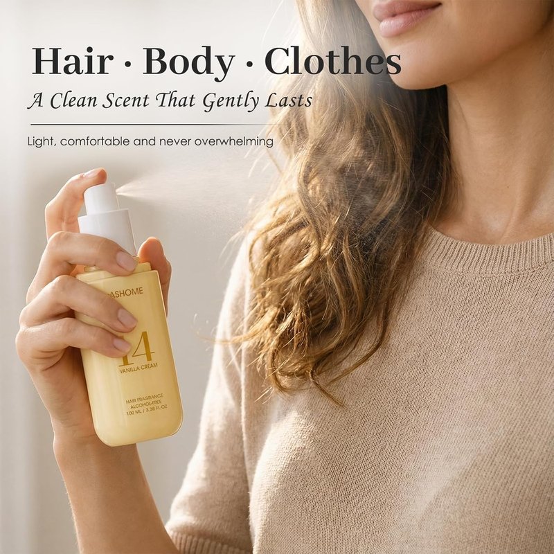 Hair Perfume for Women – Vanilla Cream, Alcohol-Free Soft & Moisturizing Hair & Body Mist, Long-Lasting Clean Fragrance for Hair, Wigs & Fabric, Mother’s Day & Birthday Gift, 100ml / 3.38 fl oz