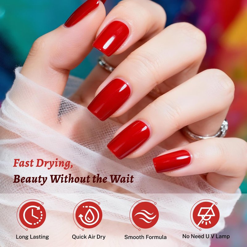 OpenLive 18ml Red Nail Polish Large Volume Quick Drying Nail Polish, Fast Drying and Long Lasting Color Nail Art DIY Home Manicure Gift for Women