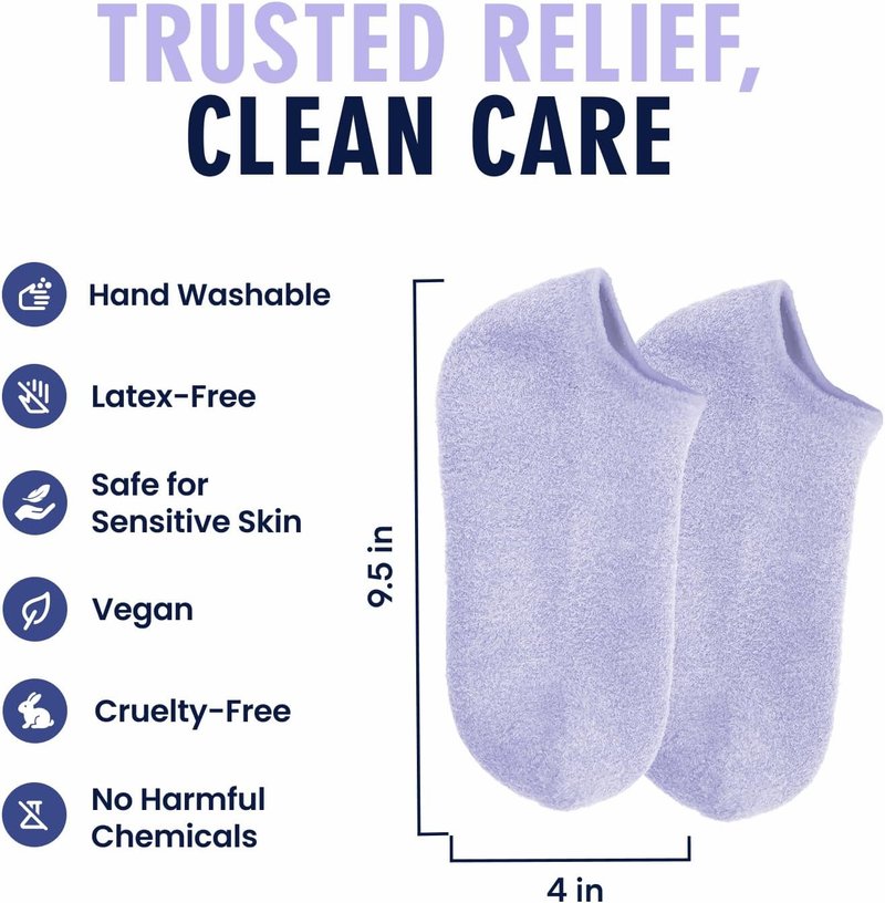Dr. Frederick’s Original Moisturizing Gel Socks for Men & Women – Dry Feet & Cracked Heel Treatment – Full Foot Gel Lining with Mango Butter, Shea Butter, Jojoba & Coconut Oil (Lilac Leisure)