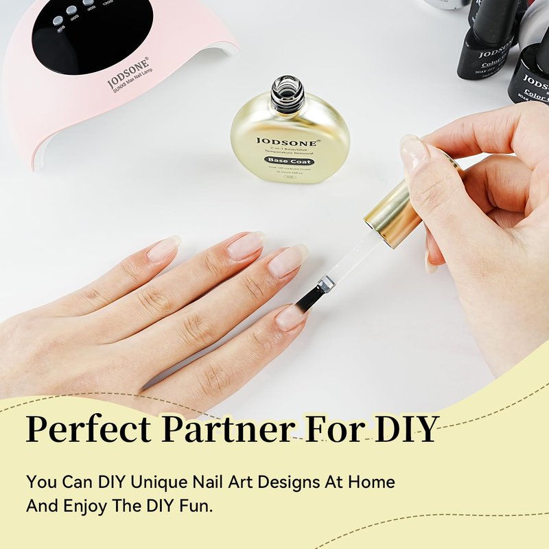 JODSONE Peel off Gel Base Coat,16.5ml No Wipe, Warmly Removable Foundation for Gel Nail Polish & Tips. U V/LED Cured, Long-Lasting, DIY Use