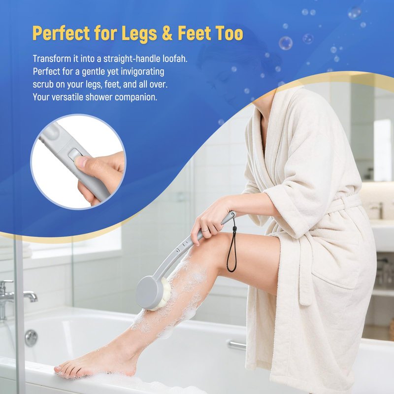 Chonario Long Handled Flower Loofah Sponge for Back, Back Scrubber Brush for Shower, Loofah Sponge on a Stick for Men,Women,Elderly