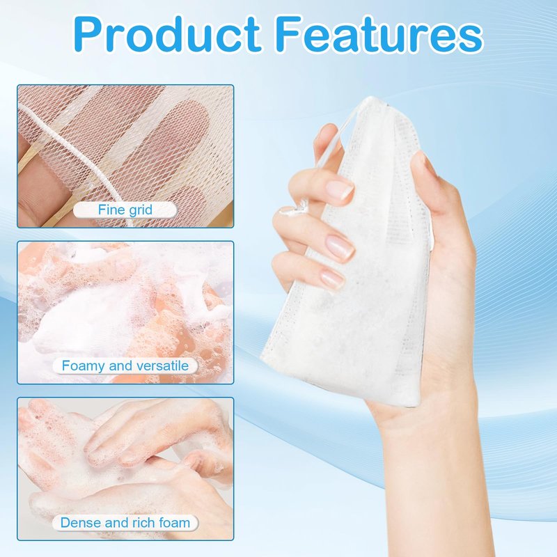 Aiuulu 40pcs Mesh Soap Bags for Soap Bars, Exfoliating Bubble Mesh Net Bars with Drawstring for Shower Face Cleansing