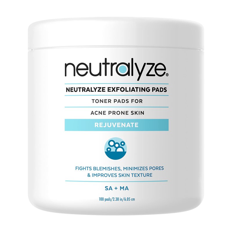 Neutralyze Exfoliating Acne Treatment Wipes - Maximum Strength, Textured Acne Pads with Mandelic Acid & Salicylic Acid for Face & Body - Suitable for All Skin Types, Teens & Adults (100 Wipes)