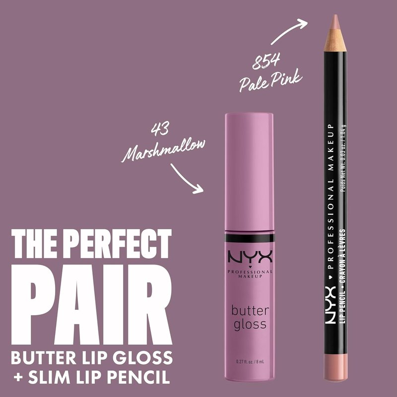 NYX PROFESSIONAL MAKEUP Butter Gloss - Non-Sticky Lip Gloss in Marshmallow (Muted Lilac)
