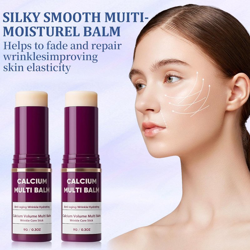 scrlous 2PCS Calcium Multi Balm, Calcium Volume Multi Balm, Korean Collagen Moisturing Stick, Wrinkle Core Stick, Moisturizing Cream, Hydrating, Firming Skin, Suitable for Eyes, Neck, Face