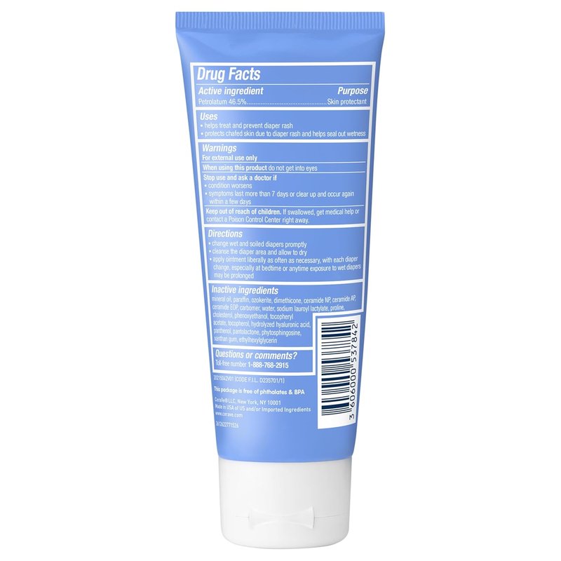 CeraVe Diaper Rash Cream - Healing Ointment for Extra Dry Skin | 3 Ounce, Fragrance-Free, with Ceramides & Vitamin E
