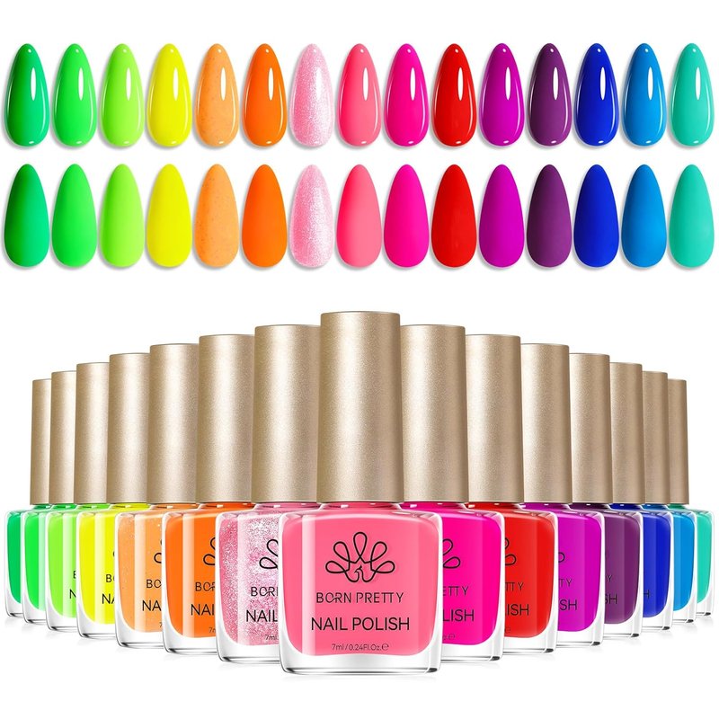 Born Pretty Neon Nail Polish Set - 15 Vibrant Colors for Quick Dry Manicure | Perfect for DIY Nail Art