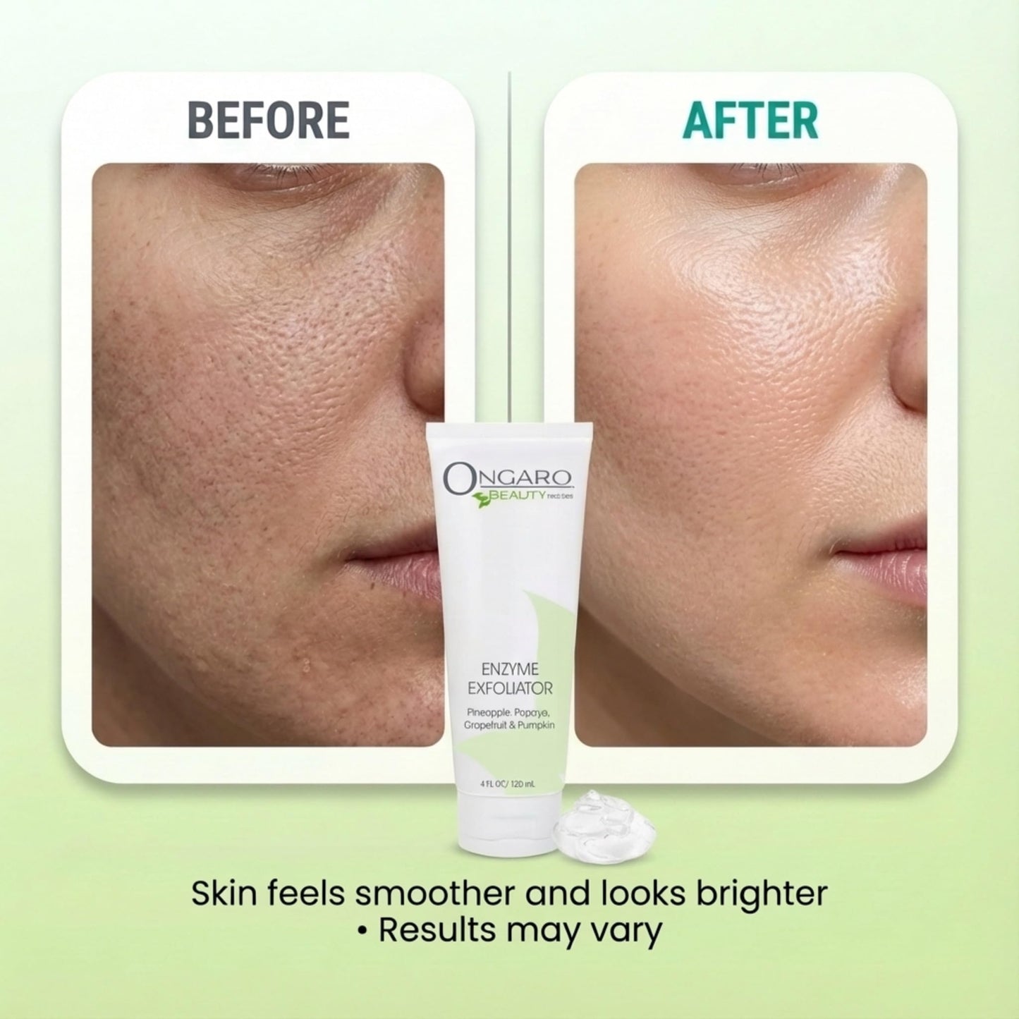 Ongaro Beauty Organic Face Scrub - Natural Exfoliating Face Wash & Enzyme Peel for Sensitive Skin - Facial Scrub Exfoliator for Women & Men - Clear Acne & Unclog Pores - Smooths & Brightens - 4 FL OZ