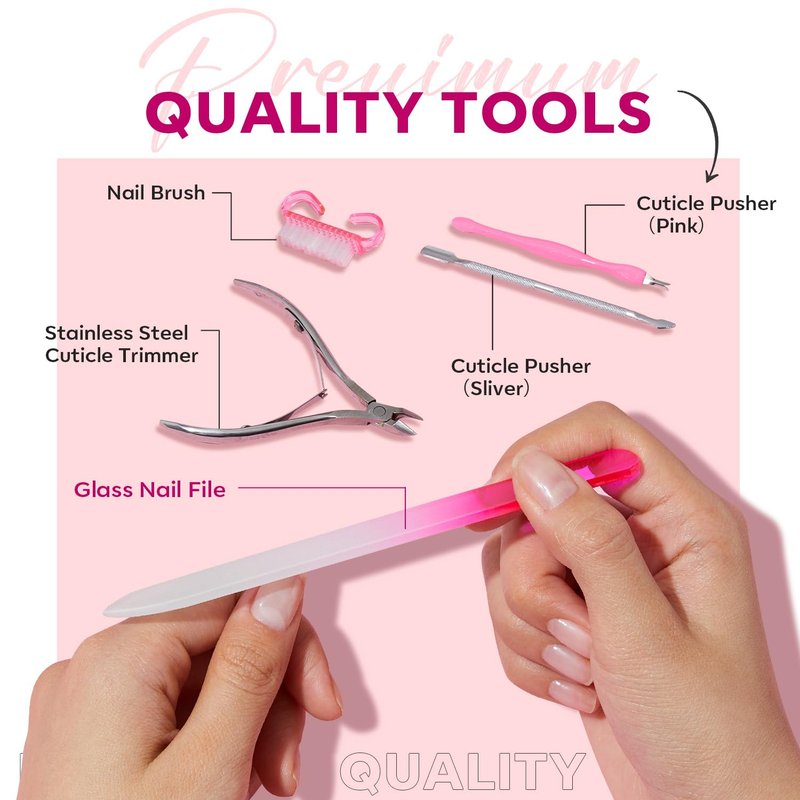Modelones French Tip Press-On Nails - Complete Cuticle Remover Kit for Perfect Manicure