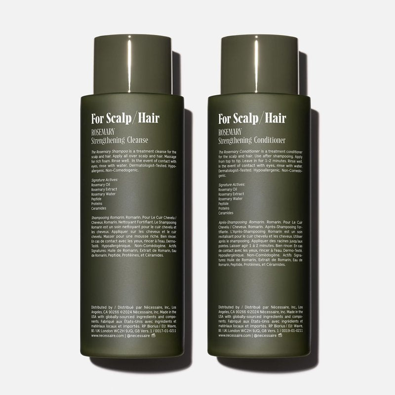Nécessaire Rosemary Hair Duo | Multi-Protein Strengthening Rosemary Shampoo and Conditioner Set For Thinning Hair. For Women + Men. Free Of Sulfates. Color-Safe. 250 ml / 8.4 oz