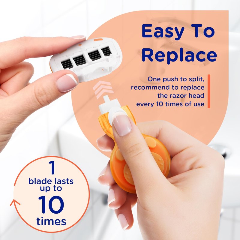 DreamGenius Women’s Razor Blades Refills Include 4 Cartridges, Extra Smooth 5-Blade Travel Razor Refills for Comfort Shaving, Orange