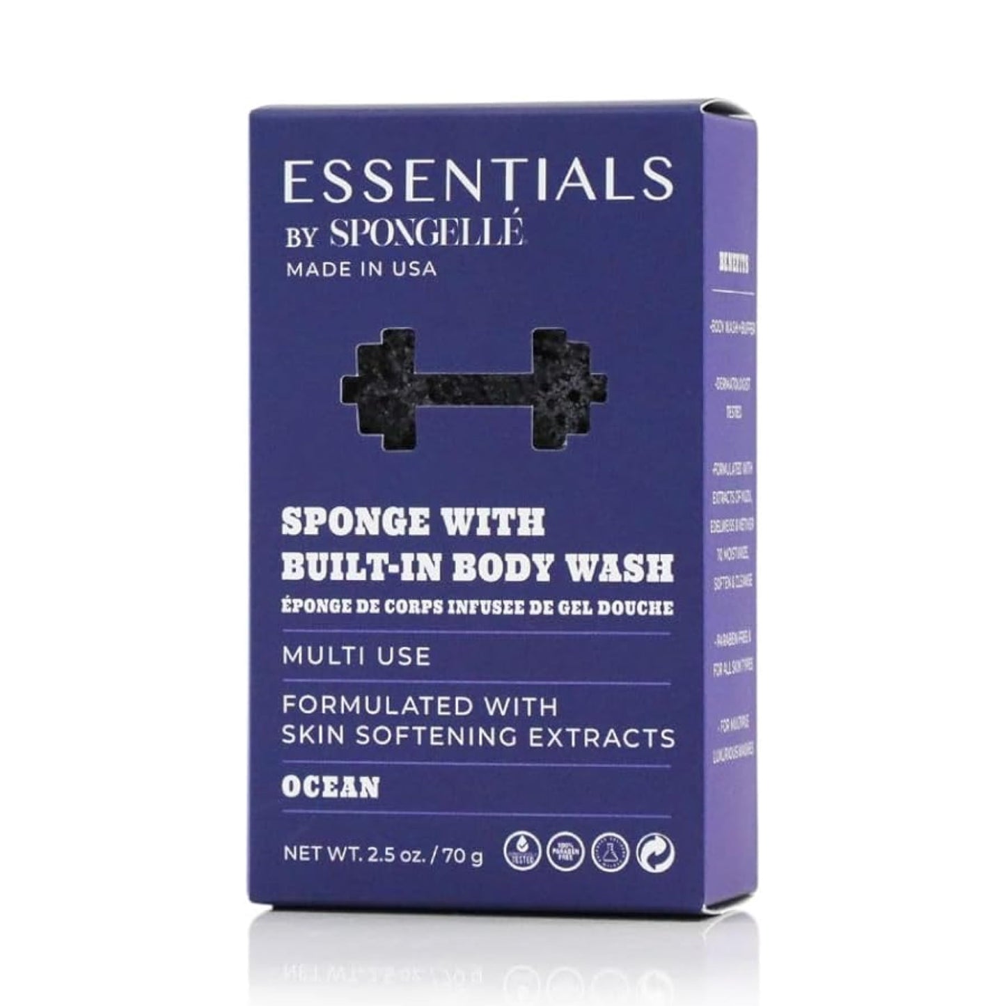 Spongelle Men's Essentials Ocean Body Buffer | Bath & Shower Loofah for Men | Cleanse, Exfoliate, and Nourish in one Easy Step | Cruelty-Free, Vegan, Dermatologist-Tested, Made in USA
