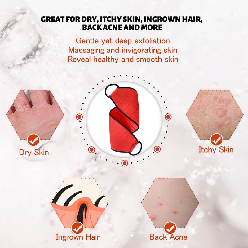 Evridwear Exfoliating Body Scrubber with Handles Back Washer Back Scrubber for Shower Bath Dry Skin Whole Body Deep Clean Men Women(Moderate Exfoliation)