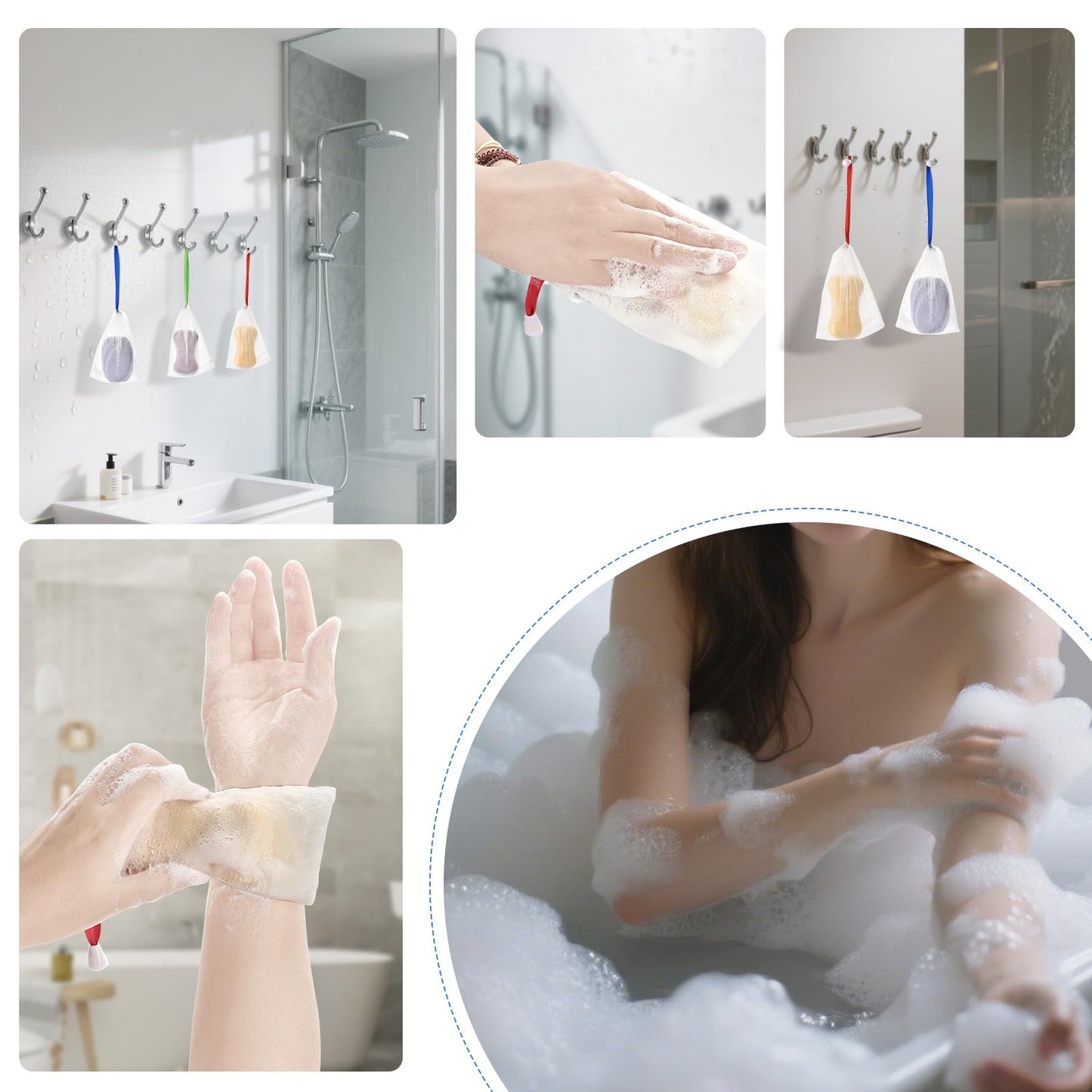 10PCS Mesh Soap Bag, Exfoliating Soap Saver Pouch, Foam Net Soap Saver, Soap Bag Soft for Shower with Drawstring